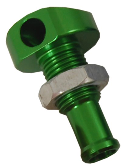 Blowsion BILLET THRU-HULL WATER FITTING GREEN 3/8" 90 DEG. - 04-03-004