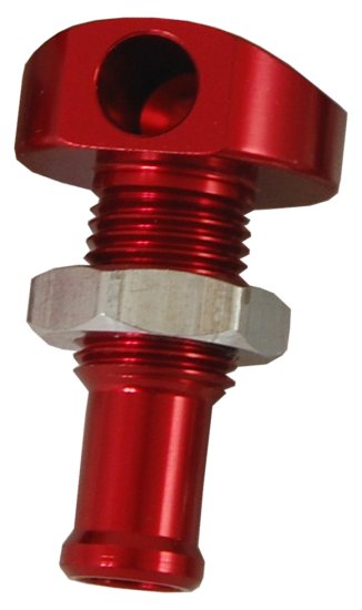 Blowsion BILLET THRU-HULL WATER FITTING RED 3/8" 90 DEG. - 04-03-007