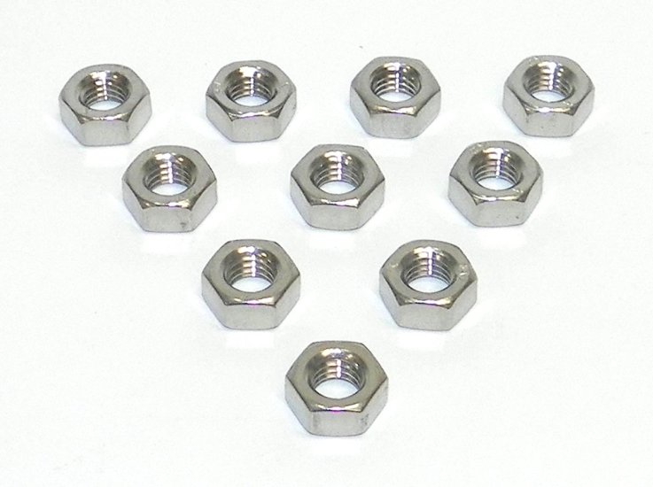 WSM PWC Hardware Nut Hex 8mm Stainless - Pack Of 10 - 014-602