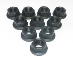 WSM PWC Hardware Nut Hex Flanged 10mm Black - Pack Of 10 - 014-603