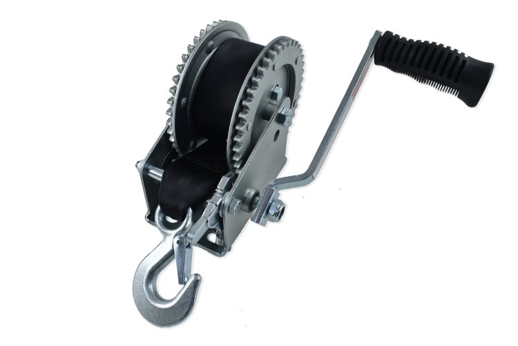 WSM Trailer Parts Trailer Winch 2000LB 20' Strap w/ Hook Dual Gear - 2000-455