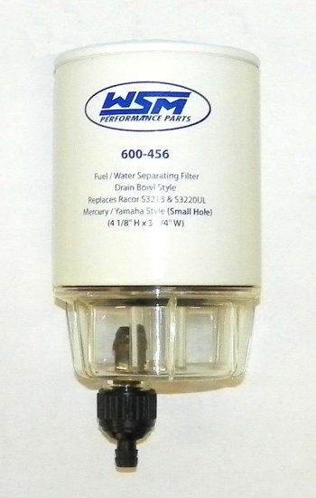 WSM MAR Fuel Water Separators Fuel / Water Separator Kit Mercury / Yamaha Filter w/Clear Drain Bowl - 600-456-02K
