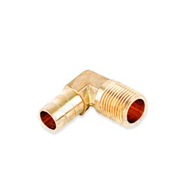 WSM Brass Fittings Hose Barb 90 Degree Elbow 1/2'' Hose x 3/8'' Male - COU220LF