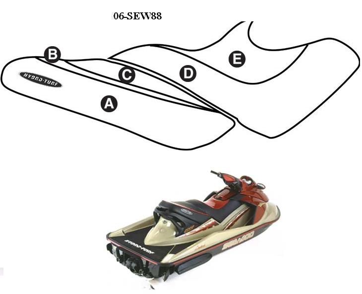 Hydro-Turf Upholstery For Sea-Doo Gtx 4-Tec (02-06), Gtx Di (02-03), Rxt Seat Cover & (Pre 2012) Wake 215