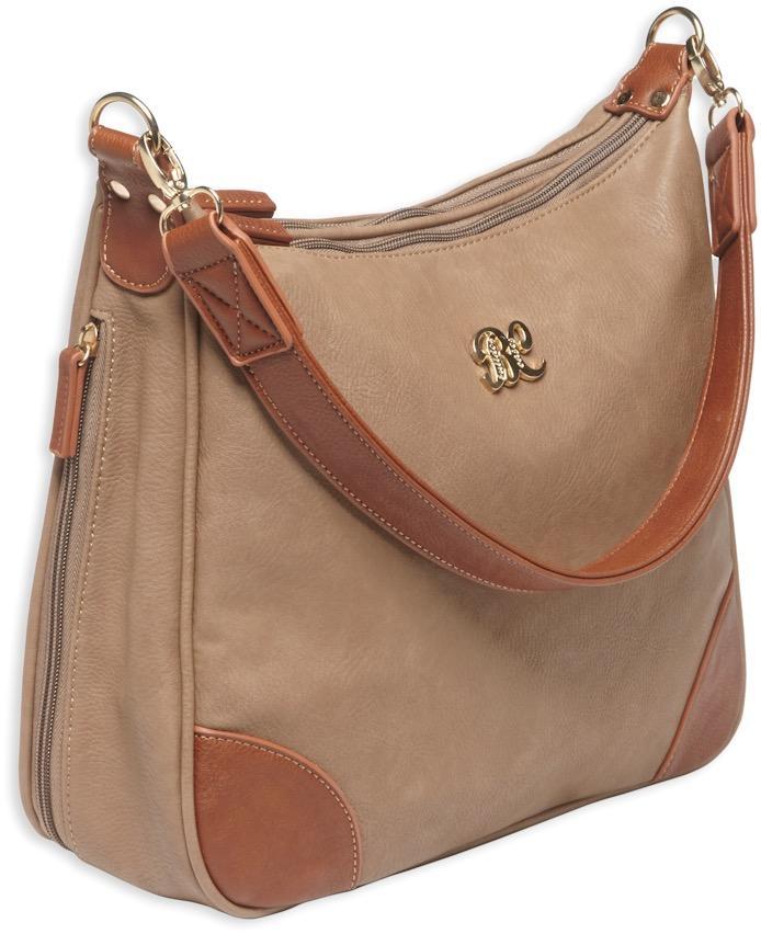 Hobo Style Conceal Carry Purse W/ Holster - Taupe W/ Tan Trim - BDP-014