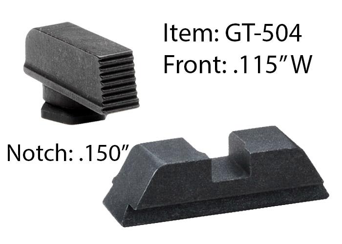 Defoor Perfrmnc Black Sight For Glock 17-39 Blk Serrated Frnt Flat Blk Rear - GT-504