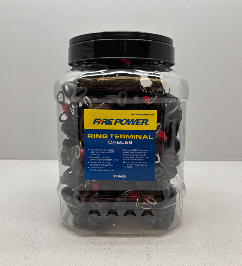 FIRE POWER 25/PK RING JAR DISPLAY RING TERMINAL CABLES - 040-0001-25-02