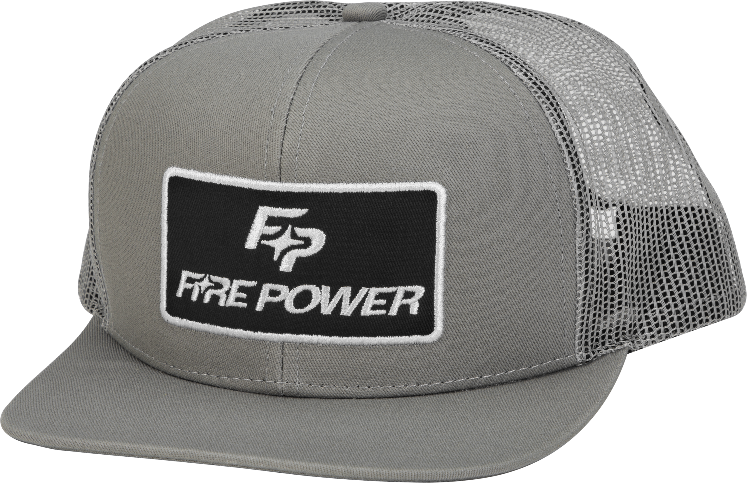 FIRE POWER FLAT BILL PATCH HAT GREY - 99-8106