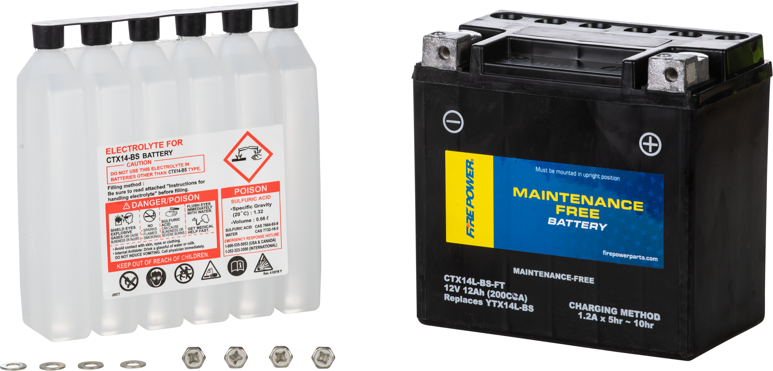 FIRE POWER BATTERY CTX14L-BS-FT MAINTENANCE FREE - CTX14L-BS-FT