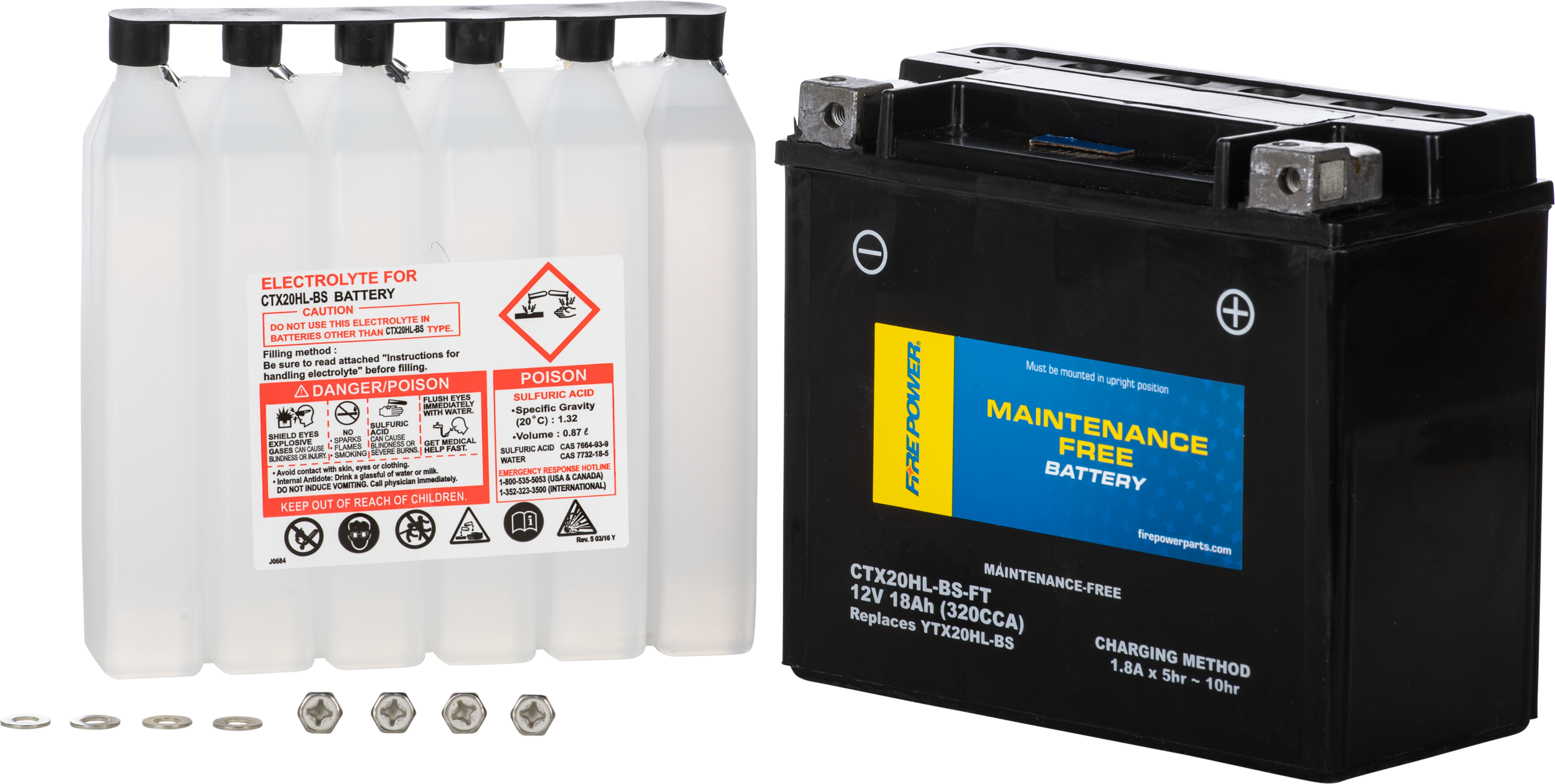 FIRE POWER BATTERY CTX20HL-BS-FT MAINTENANCE FREE - CTX20HL-BS-FT