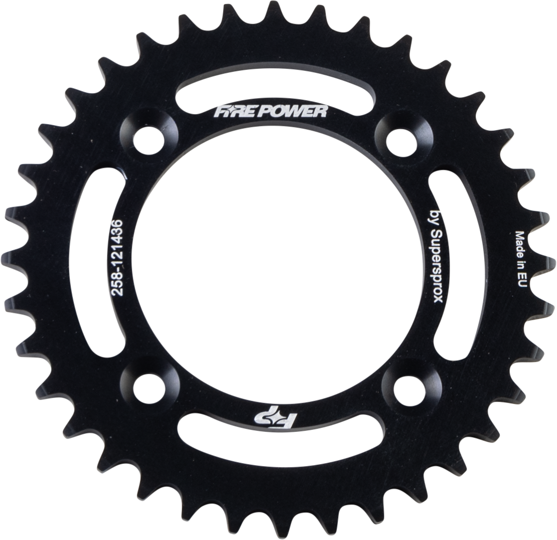 FIRE POWER REAR SPROCKET ALUMINUM 36T BLK - FPA-1214-36-BLK