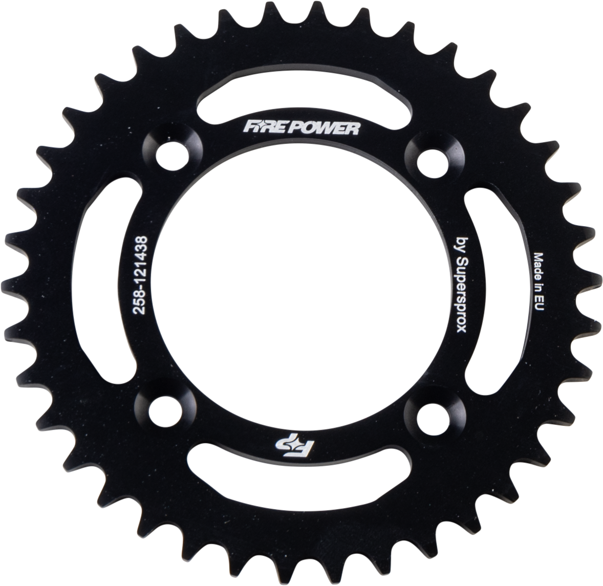 FIRE POWER REAR SPROCKET ALUMINUM 38T BLK - FPA-1214-38-BLK