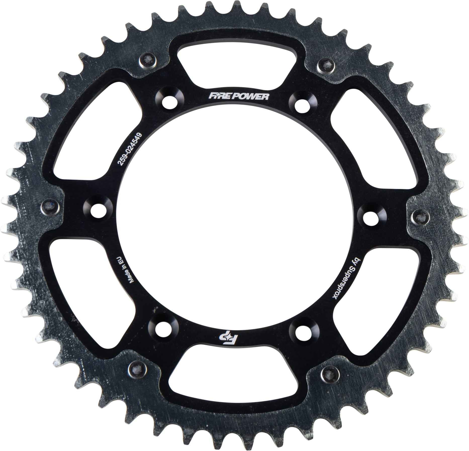 FIRE POWER REAR SPROCKET HYBRID 49T BLK/SIL - FPH-245-49-BLK