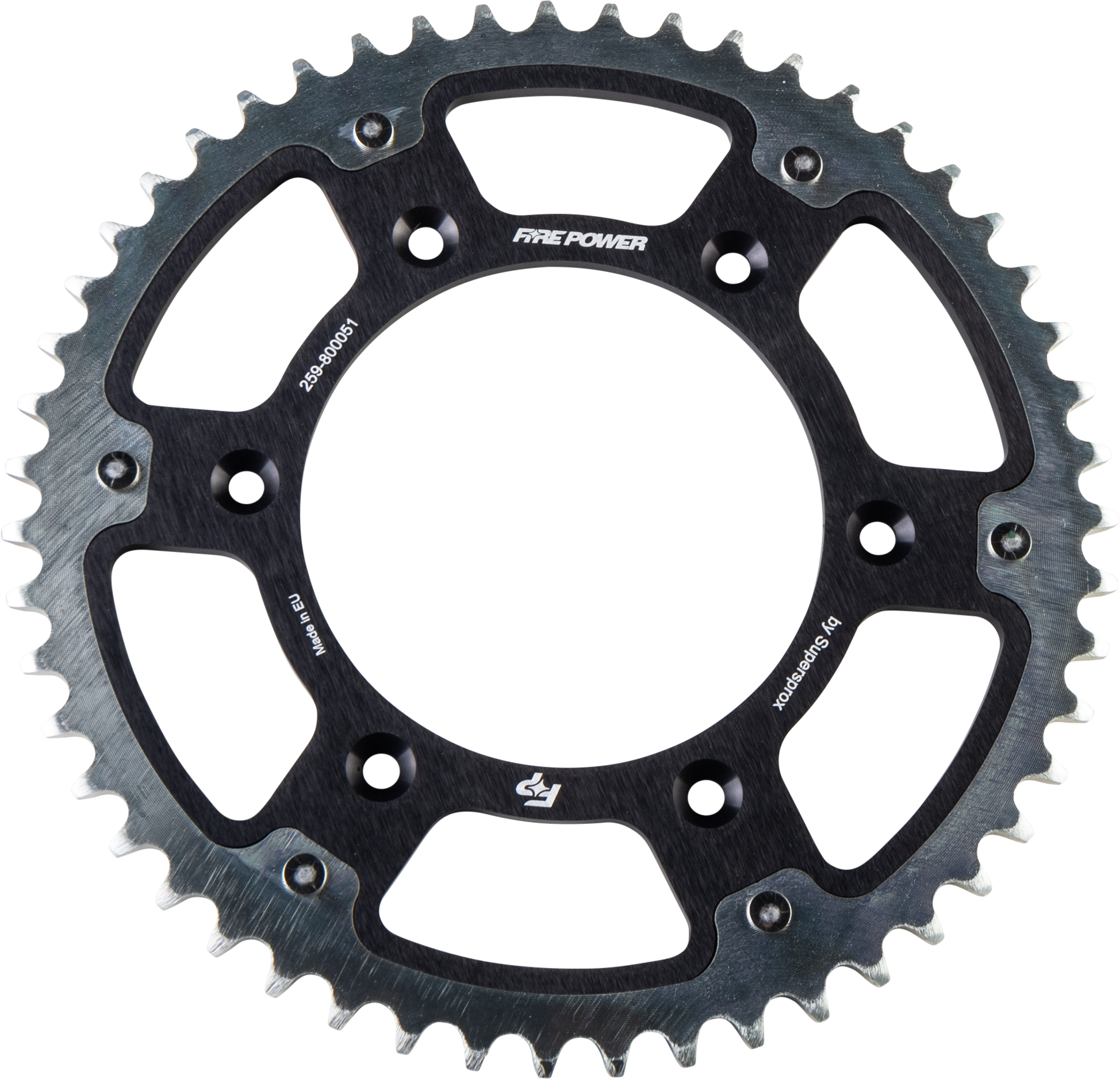 FIRE POWER REAR SPROCKET HYBRID 51T BLK/SIL - FPH-8000-51-BLK