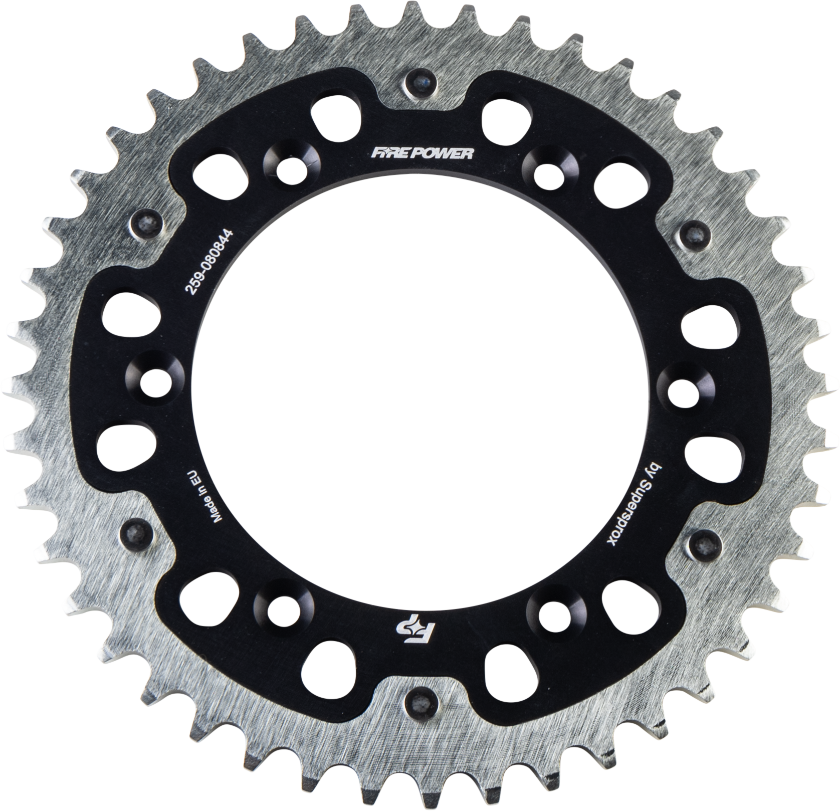 FIRE POWER REAR SPROCKET HYBRID 44T BLK/SIL - FPH-808-44-BLK
