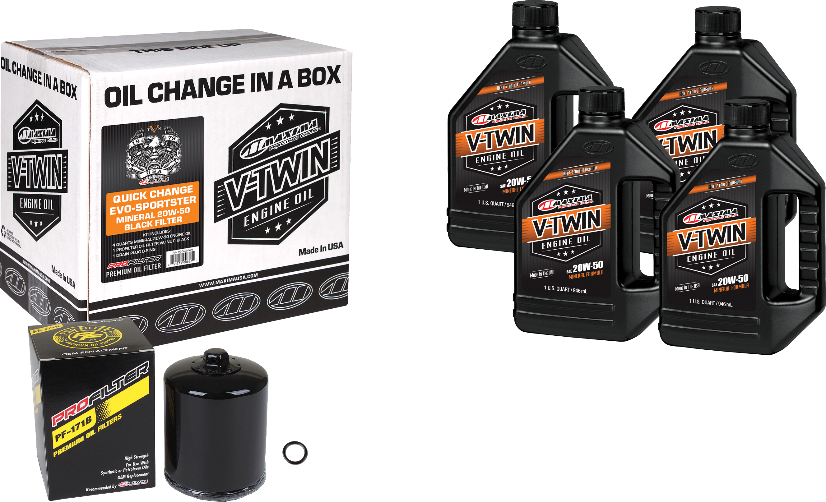 MAXIMA V-TWIN QUICK CHANGE KIT EVO MINERAL BLACK FILER - 90-069014PB
