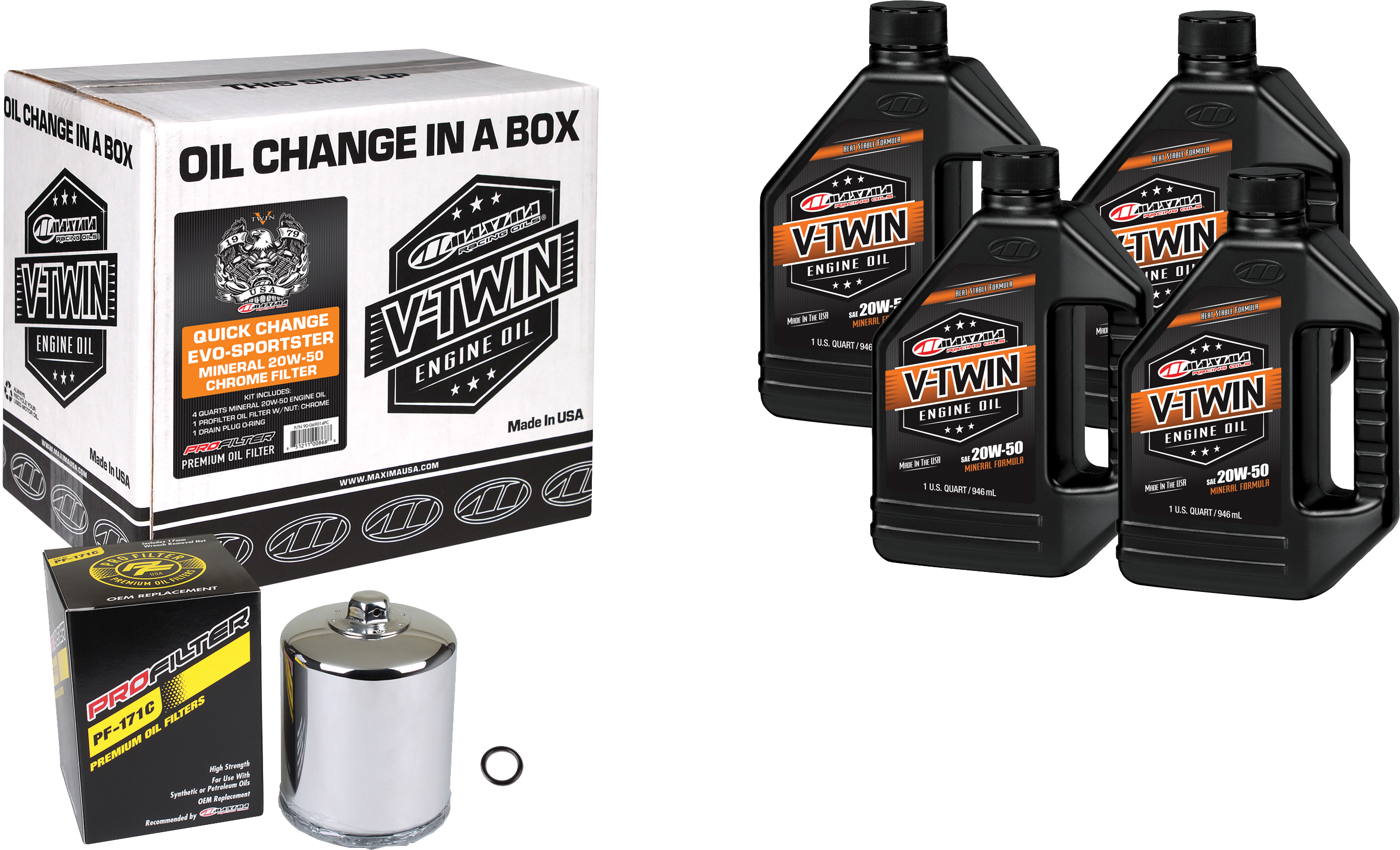 MAXIMA V-TWIN QUICK CHANGE KIT EVO MINERAL CHROME FILER - 90-069014PC