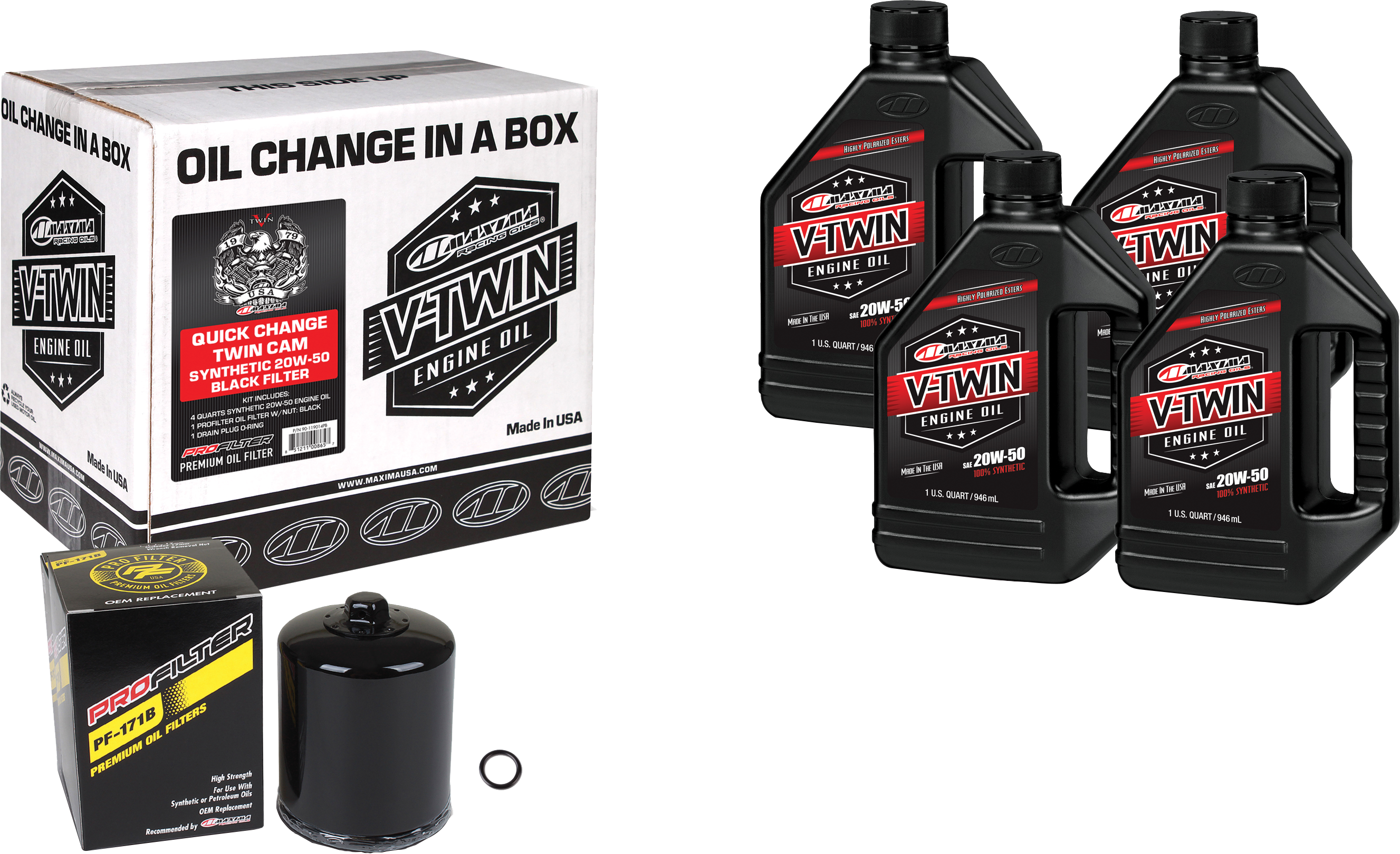 MAXIMA V-TWIN SYN QUICK CHANGE KIT TC BLACK FILER - 90-119014PB