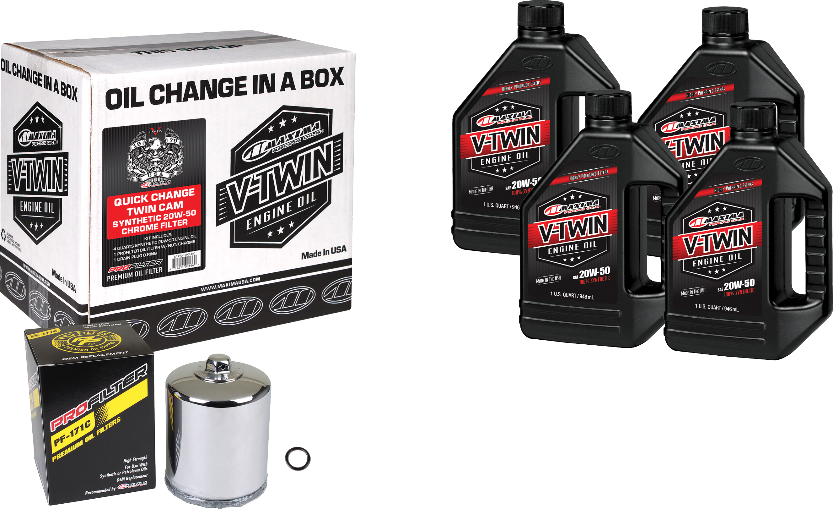 MAXIMA V-TWIN SYN QUICK CHANGE KIT TC CHROME FILER - 90-119014PC
