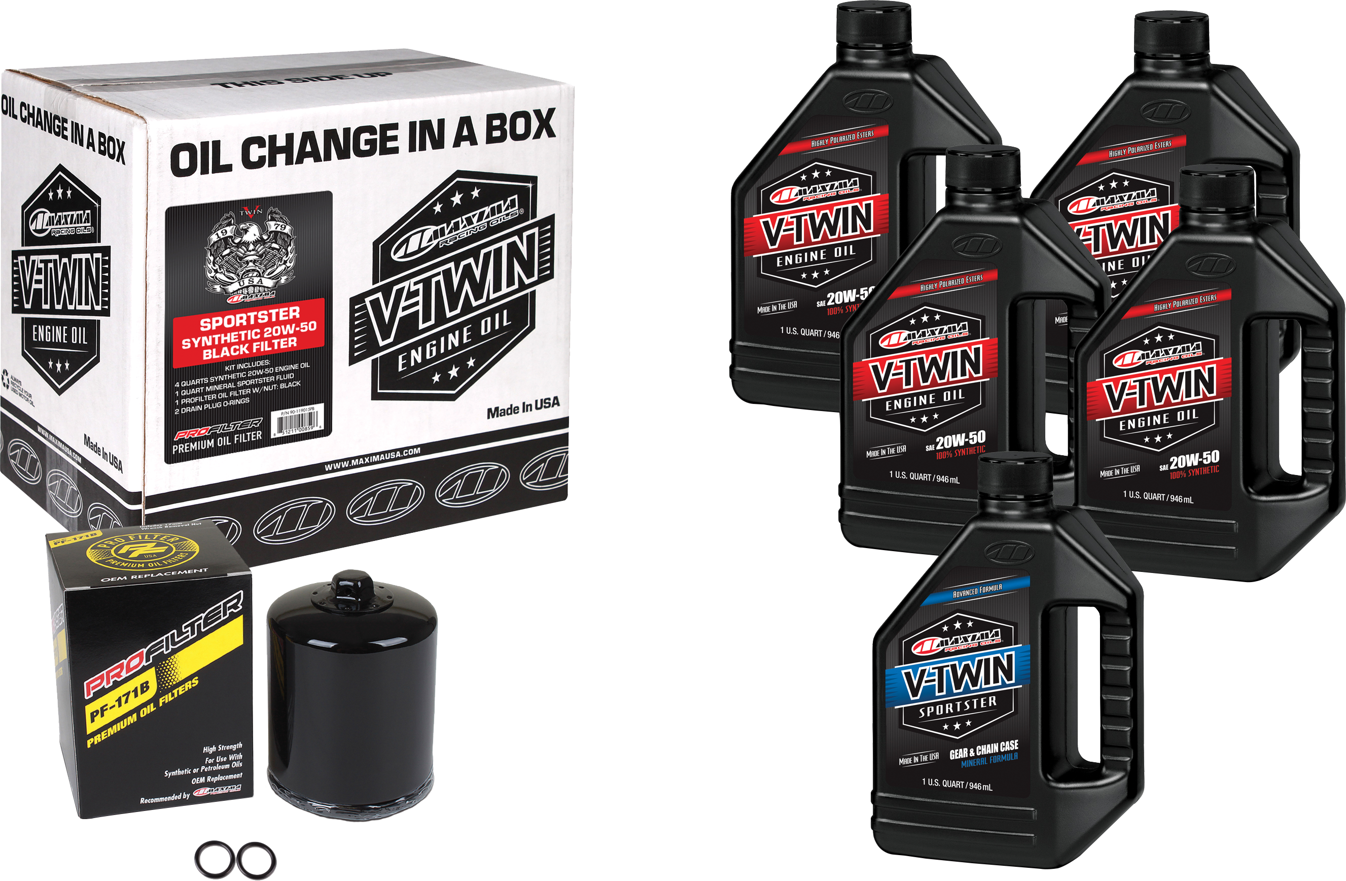 MAXIMA V-TWIN SYN OIL CHANGE KIT XL BLACK FILER - 90-119015PB