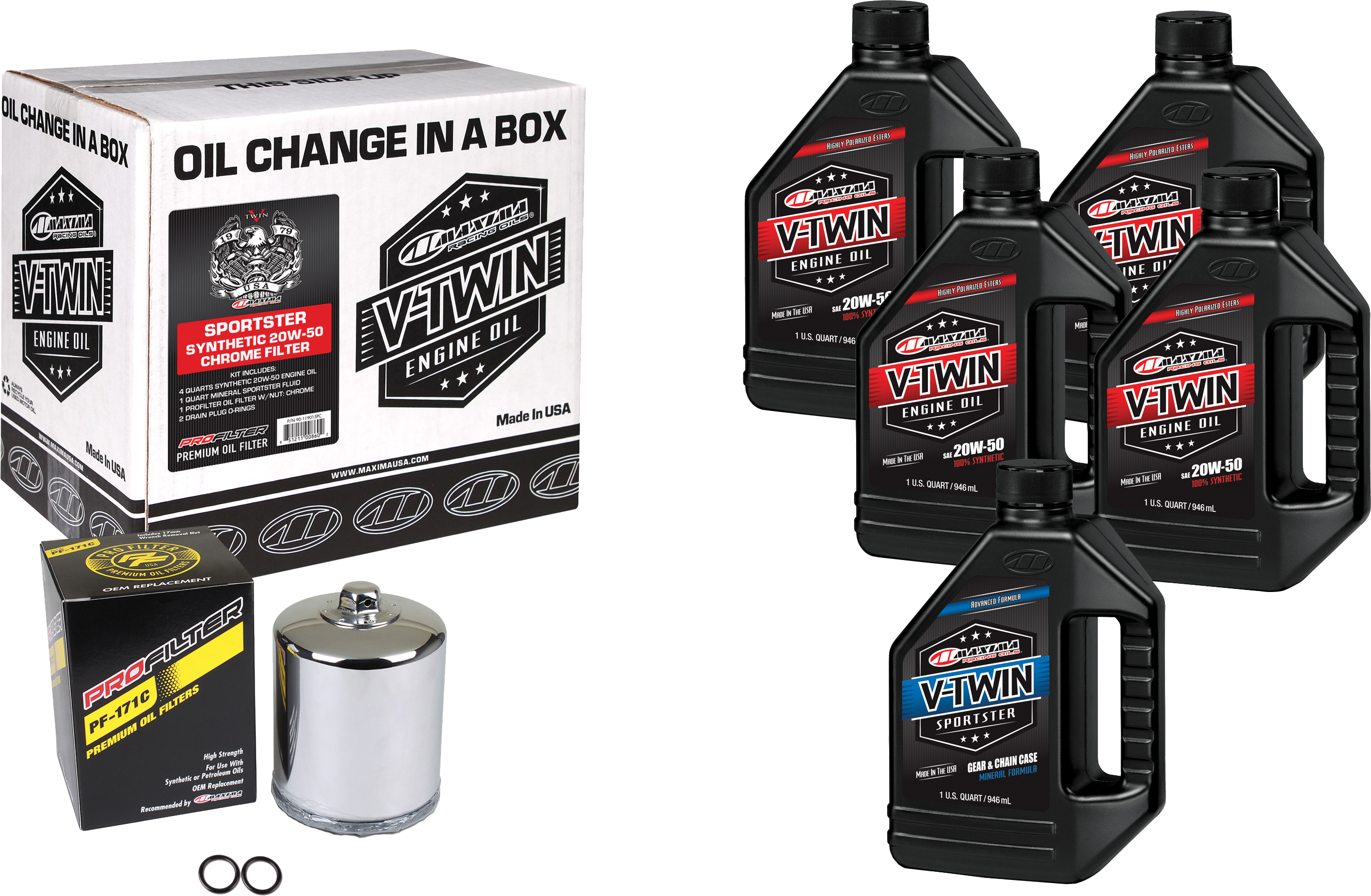 MAXIMA V-TWIN SYN OIL CHANGE KIT XL CHROME FILER - 90-119015PC