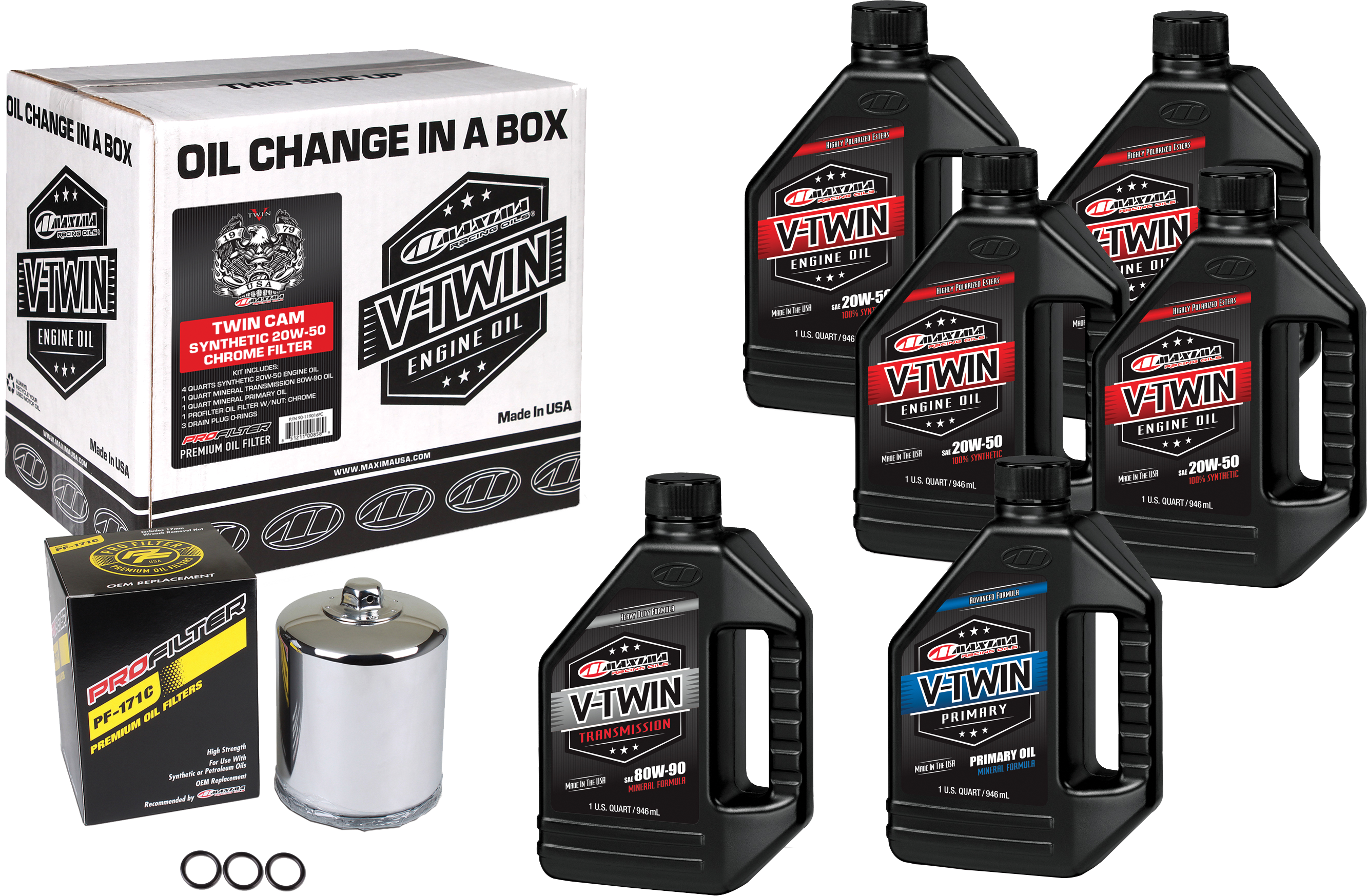 MAXIMA V-TWIN SYN OIL CHANGE KIT TC CHROME FILER - 90-119016PC