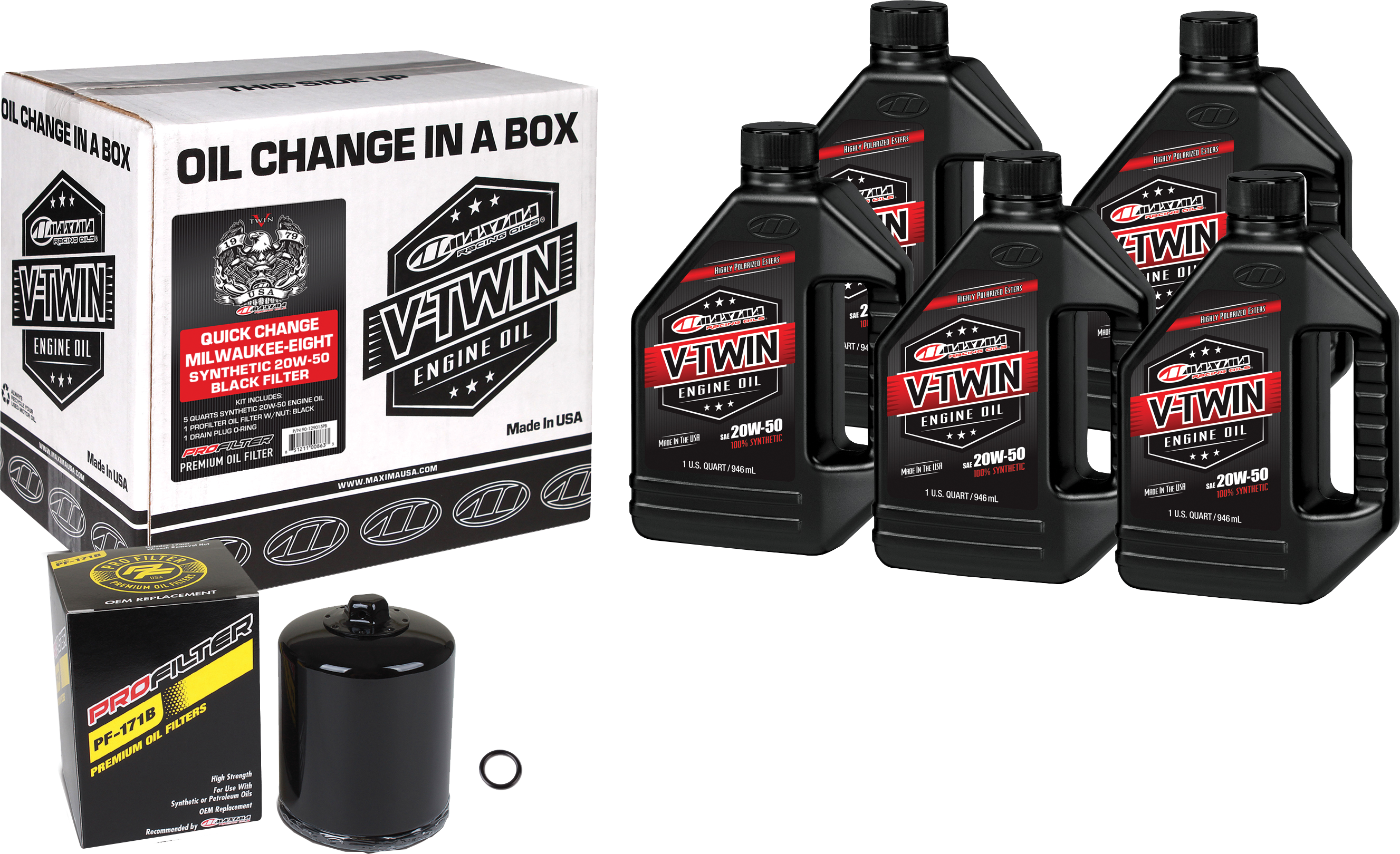 MAXIMA V-TWIN SYN QUICK CHANGE KIT M8 BLACK FILER - 90-129015PB