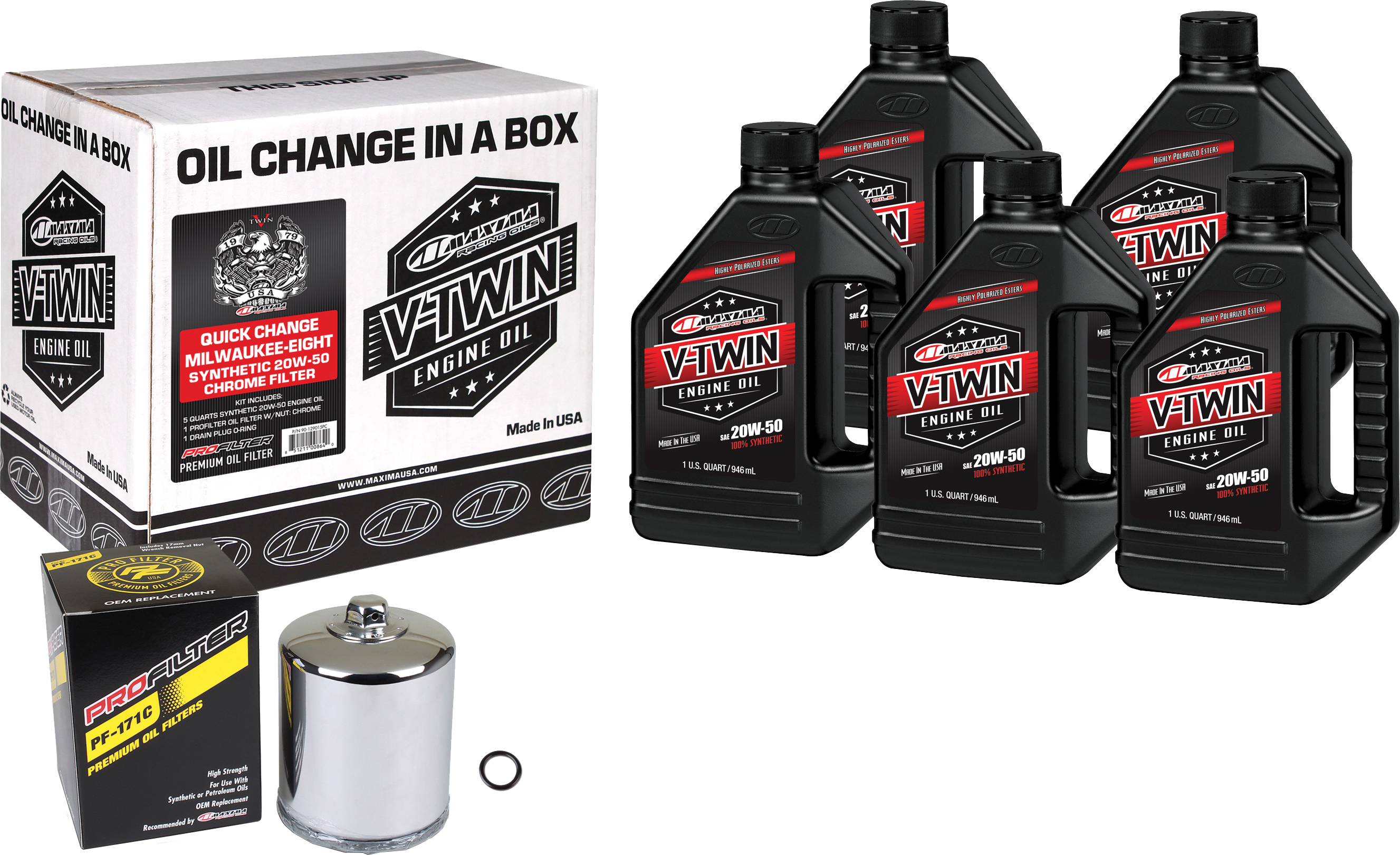 MAXIMA V-TWIN SYN QUICK CHANGE KIT M8 CHROME FILER - 90-129015PC