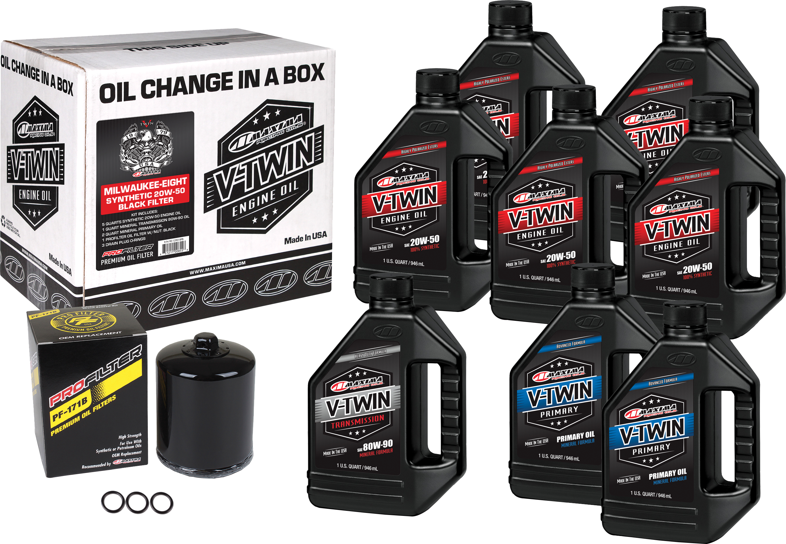 MAXIMA V-TWIN SYN OIL CHANGE KIT M8 BLACK FILER - 90-129018PB