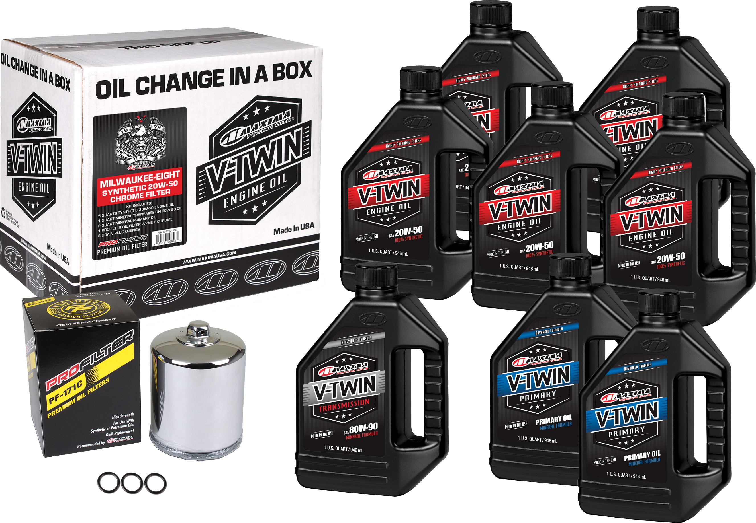 MAXIMA V-TWIN SYN OIL CHANGE KIT M8 CHROME FILER - 90-129018PC