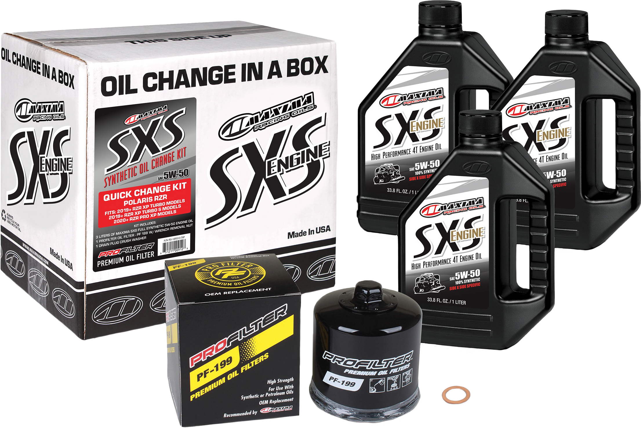 MAXIMA SXS QUICK CHANGE KIT 5W50 WITH BLACK OIL FILTER - 90-189013-TXP