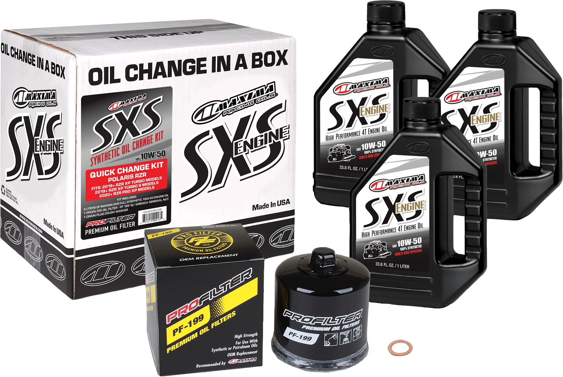 MAXIMA SXS QUICK CHANGE KIT 10W50 WITH BLACK OIL FILTER - 90-219013-TXP