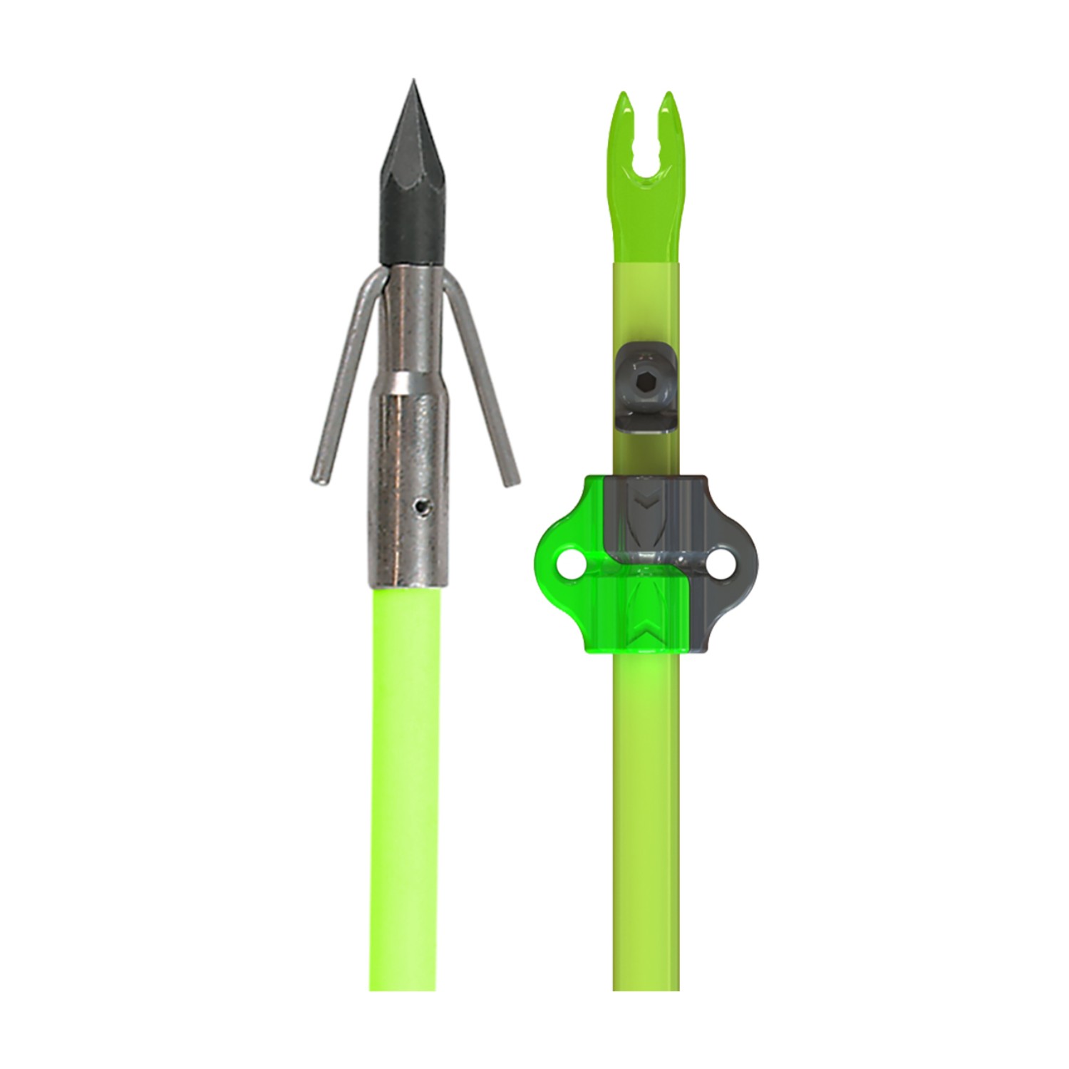 Muzzy Classic Chartreuse Fish Arrw w/Carp Point Bottle Slide Muzzy Classic Chartreuse Fish Arrw w/Carp Point Bottle Slide