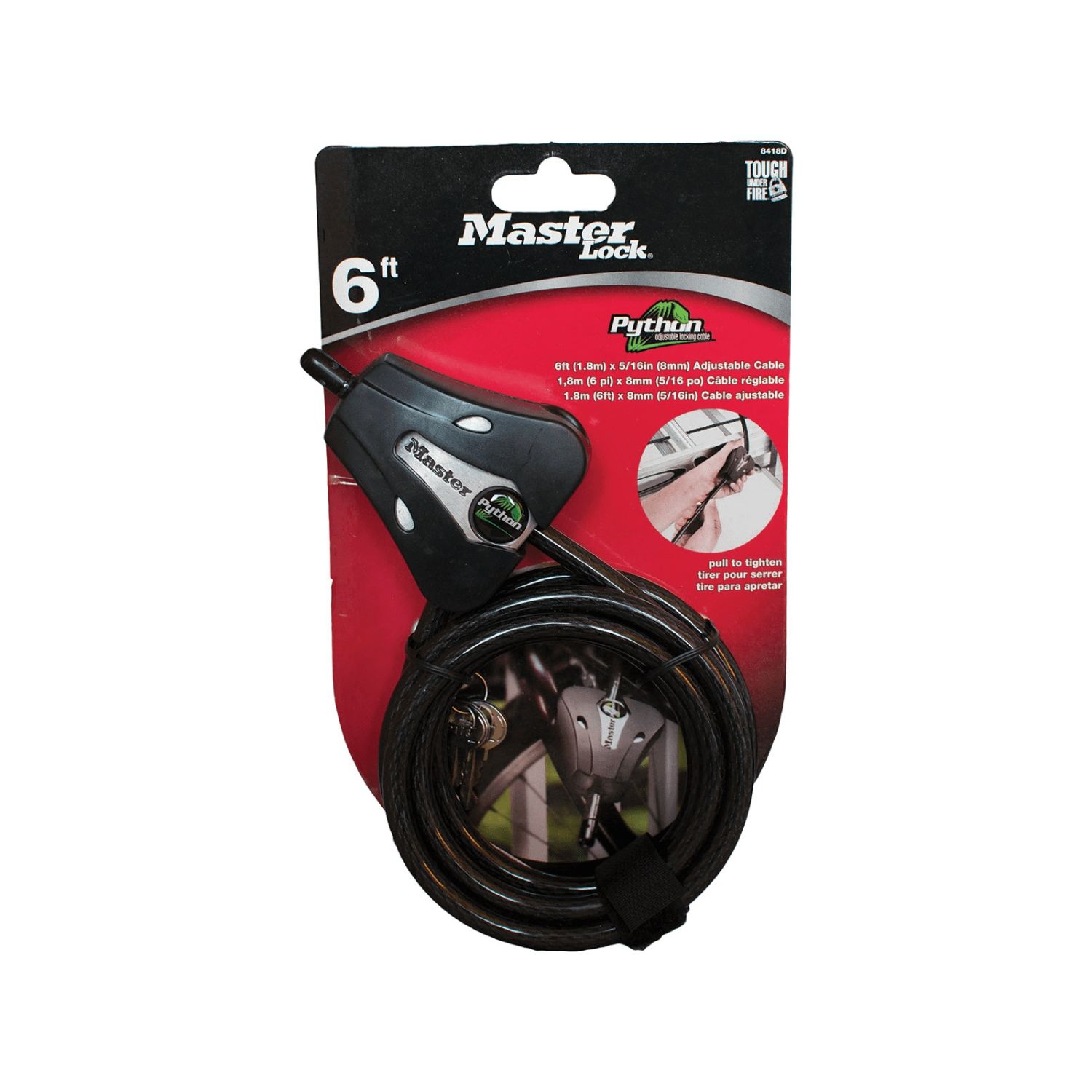 Covert 0.3125 in Master Lock Security Cable Black