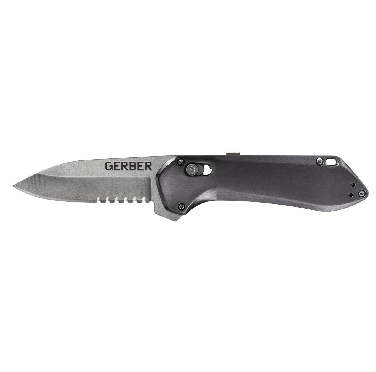 Gerber Highbrow Assisted 2.8 in Combo Gray Aluminum Handle Gerber Highbrow Assisted 2.8 in Combo Gray Aluminum Handle