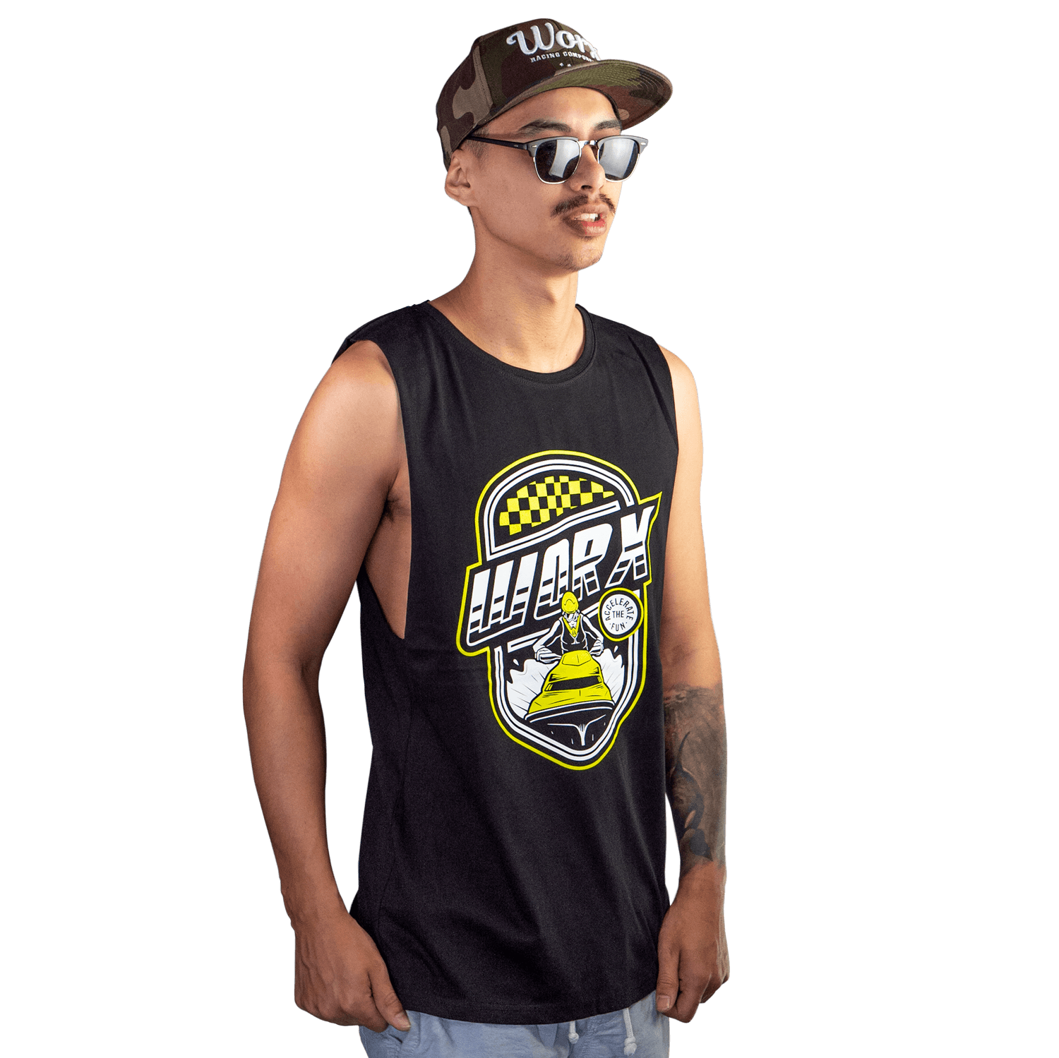 Worx Racing Black & Yellow Ski Singlet/Muscle Top Large - WRBLKSKSING-L